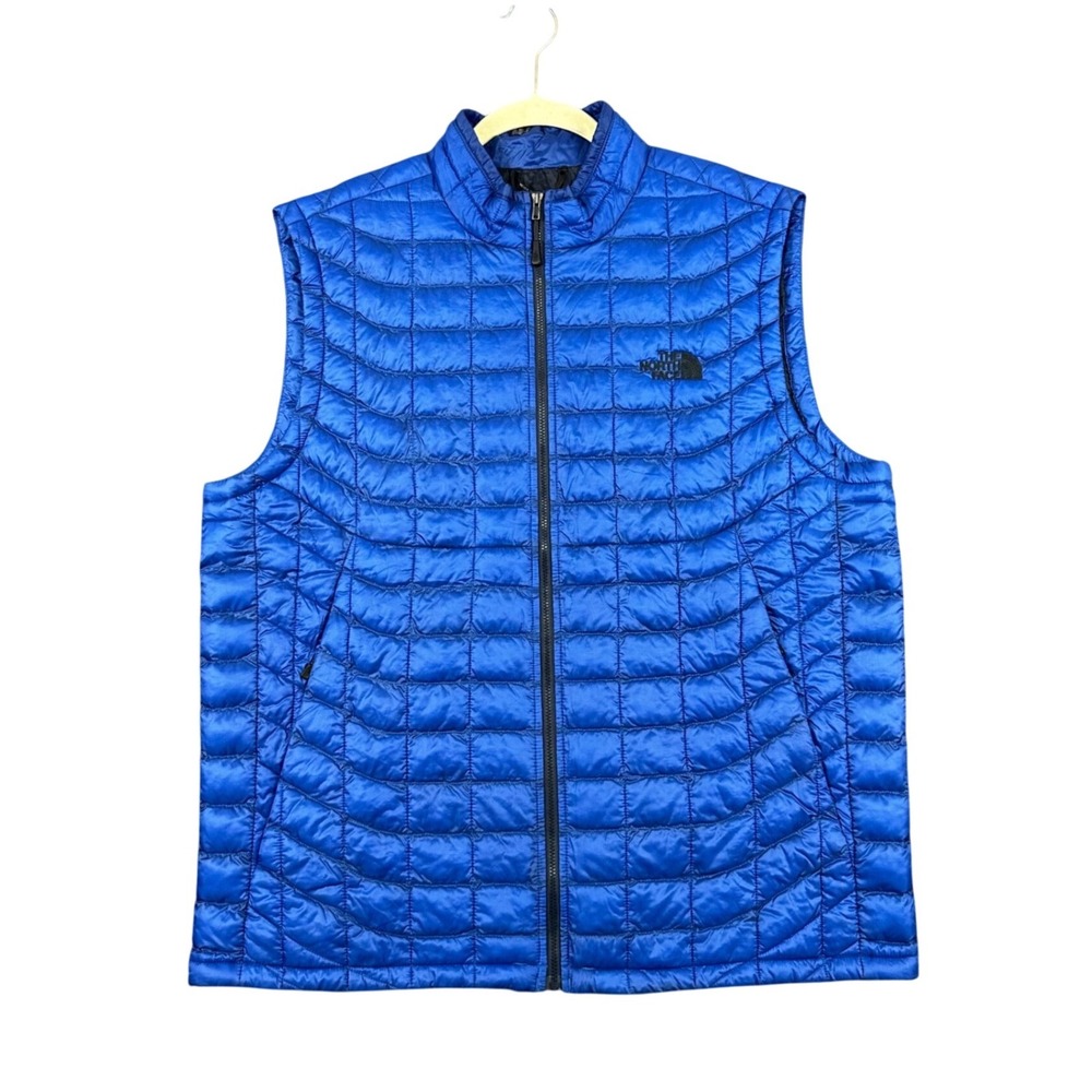 The North Face Thermoball Vest Mens Large Blue Full Zip Quilted Insulated